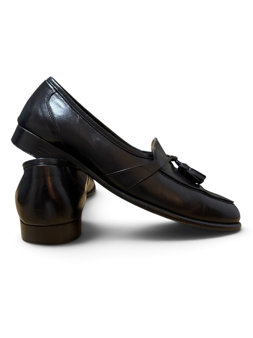 Men's Black Leather Bostonian Florentine Tassel Loafers Size 8.5